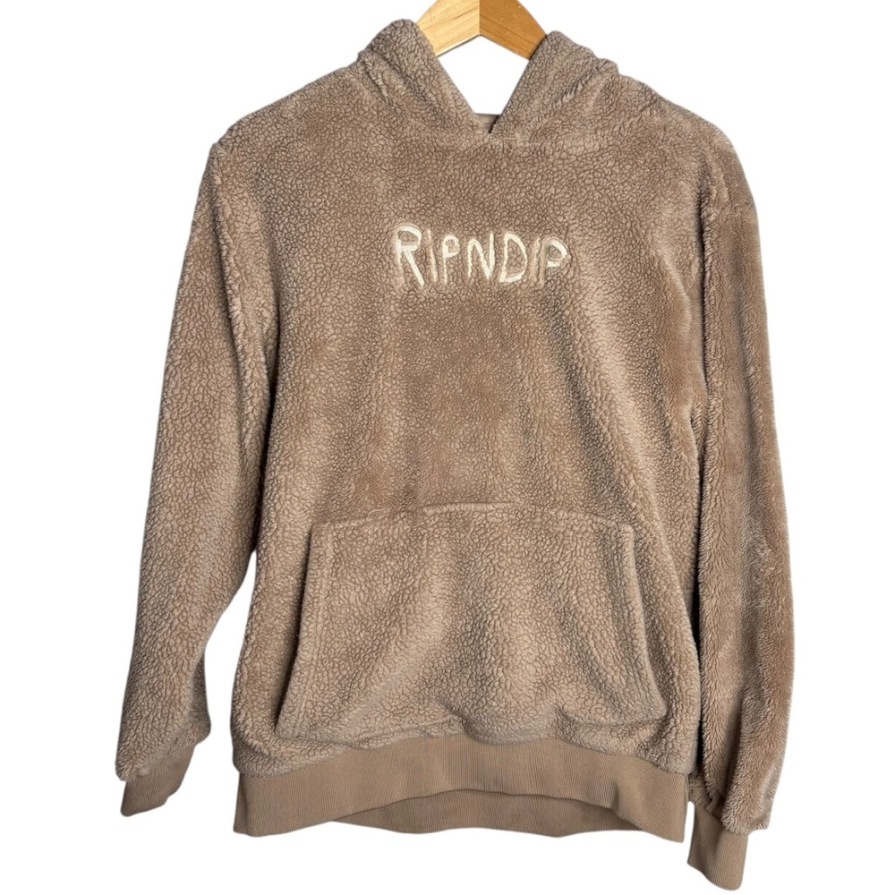 Ripndip Hoodie sweatshirt Tan brown Sherpa fleece men’s size small